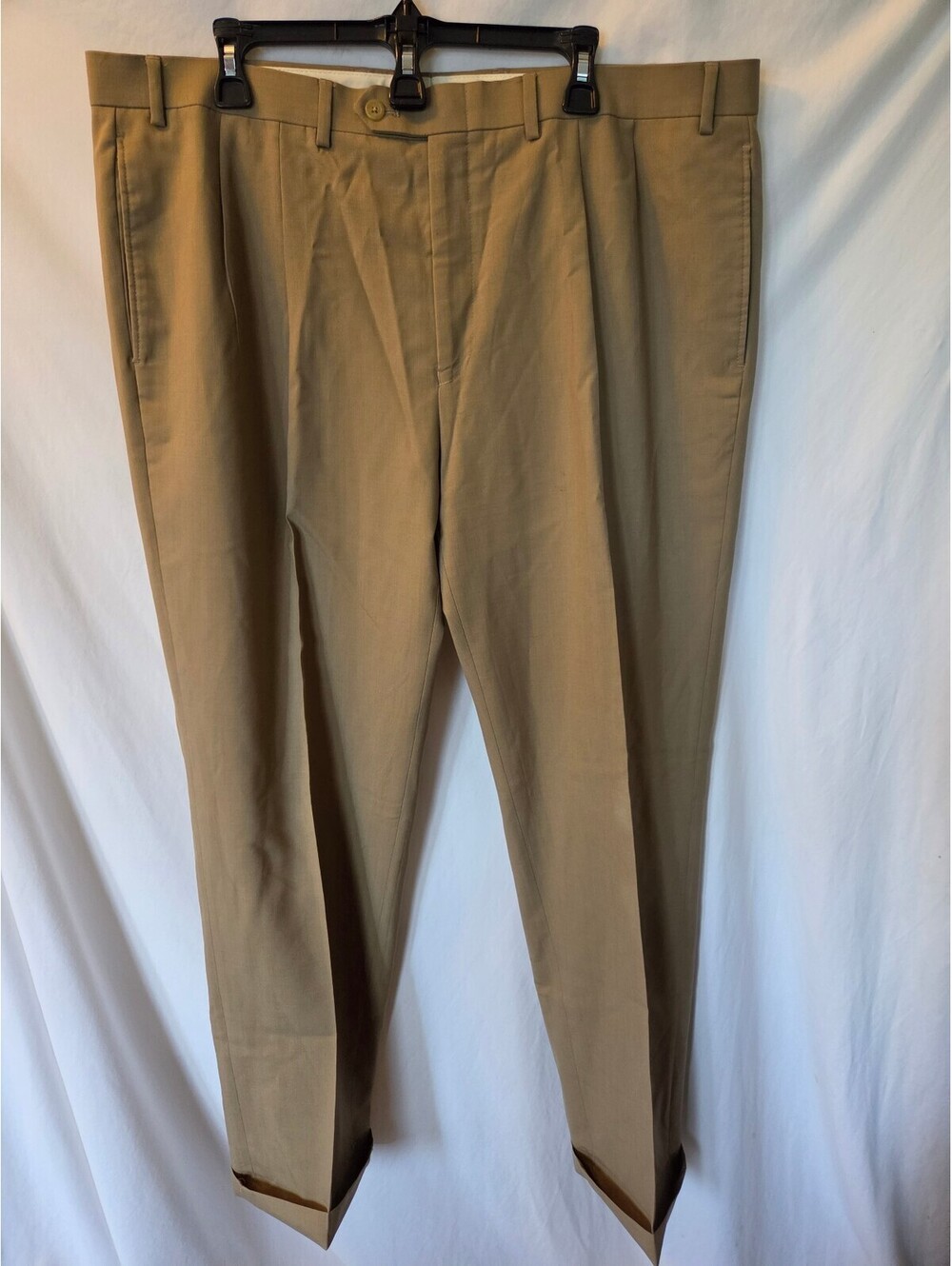 Lauren Ralph Lauren Total Comfort Mens 40x32 Tan Pleated Cuffed Dress Pants